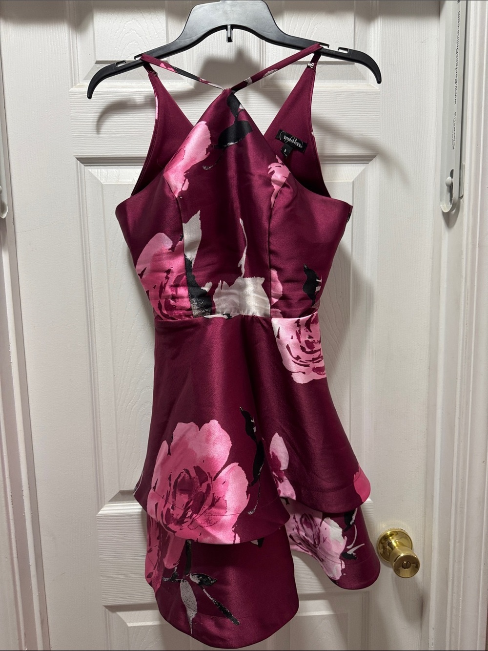 Speechless Burgundy Dress with Pink Floral Accents